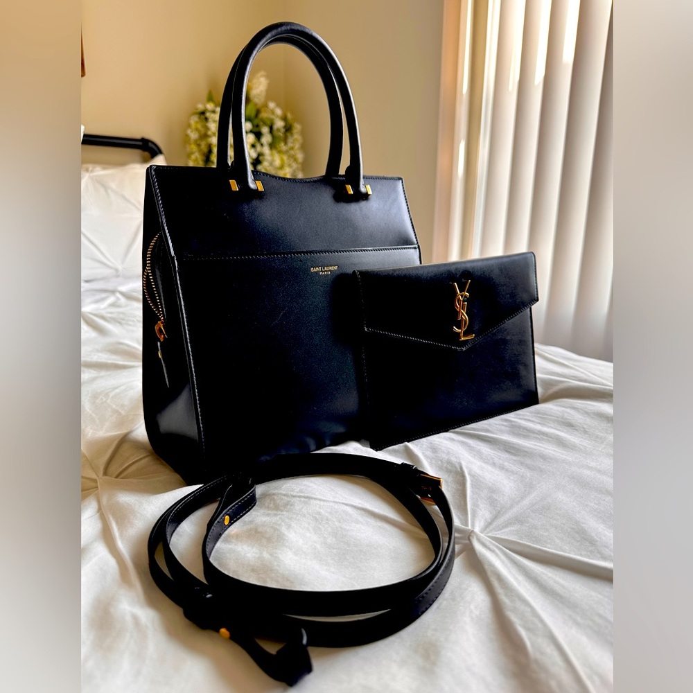 Yves Saint Laurent Uptown Small Tote - Black Leather